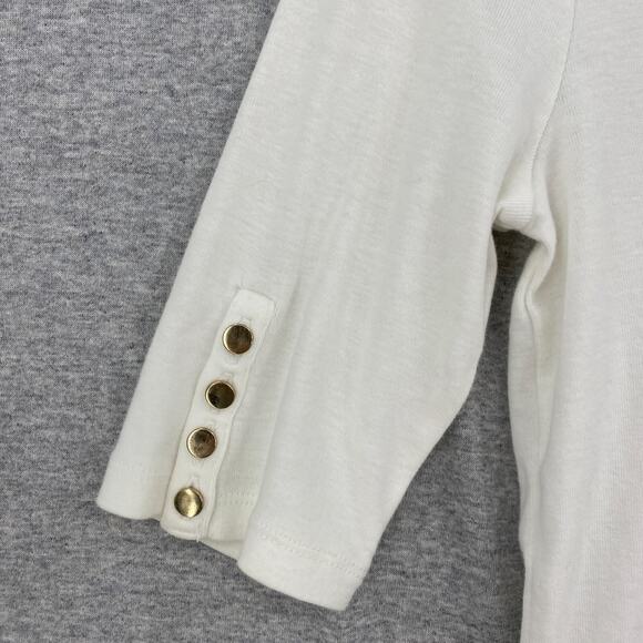 Ann Taylor Blouse Womens Medium White Scoop Neck 3/4 Sleeve Buttons - Picture 5 of 10